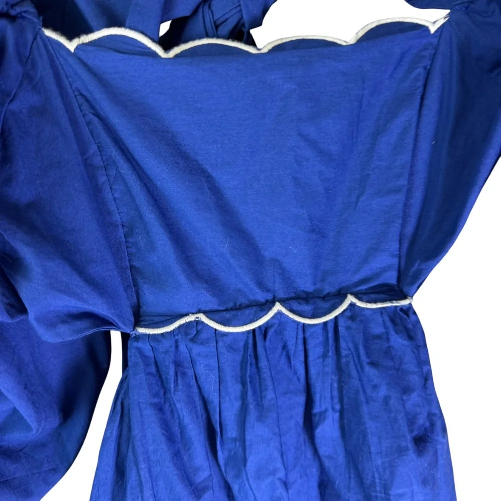 Anthropologie NWT Forever That Girl Royal Blue Scalloped Trim Cutout Dress Sz XS